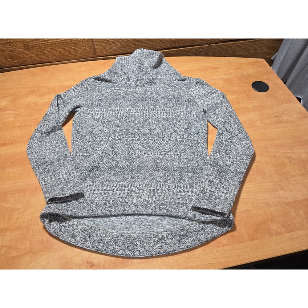 Columbia Womens Grey Fair Isle Fleece Funnel Neck Pullover Sweater Size M